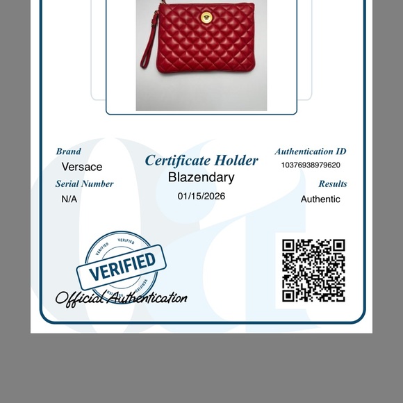 Versace Quilted Red Leather Clutch - Picture 9 of 9